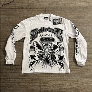 HELLSTAR Affliction White and Black Graphic Long Sleeve Tee